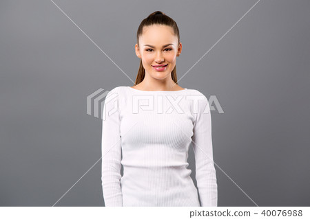 Joyful positive woman being in a good mood 40076988