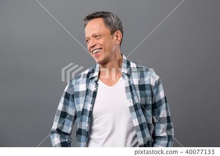 Joyful nice man smiling 40077133