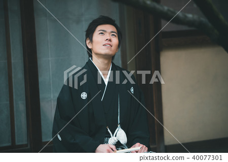 hakama with family crest, male, males 40077301