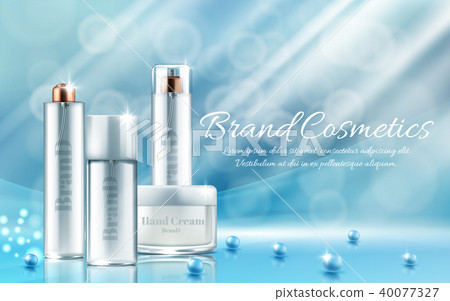 Vector banner with bottles for cosmetic products Vector banner with bottles for cosmetic products 40077327