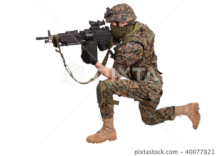 US MARINES with machine gun US MARINES with machine gun 40077821