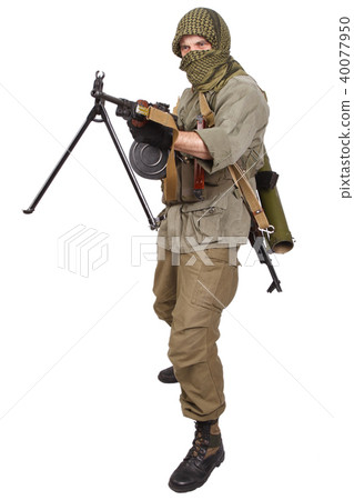 mercenary with machine gun 40077950