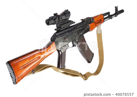 kalashnikov ak 47 with optic sight on white kalashnikov ak 47 with optic sight on white 40078557