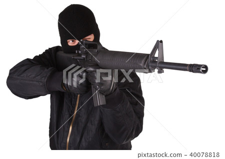 Robber with M16 rifle Robber with M16 rifle 40078818