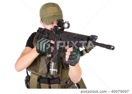 mercenary with m16 rifle 40079097
