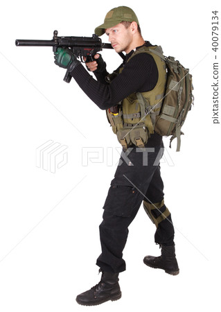 mercenary with mp5 submachine gun 40079134