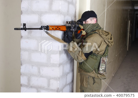 insurgent sniper with SVD rifle 40079575