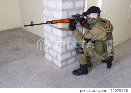 insurgent sniper with SVD rifle 40079576