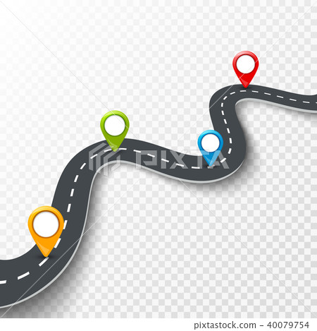 Vector 3d road infographic illustration with pin Vector 3d road infographic illustration with pin 40079754