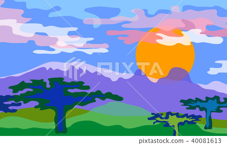 Savanna landscape. Vector illustration. Savanna landscape. Vector illustration. 40081613