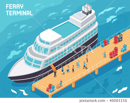 Ferry Terminal Isometric Illustration 40083158