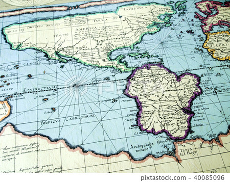 世界地圖舊地圖地圖美國南美地圖1589起草浮雕紙印刷 40085096