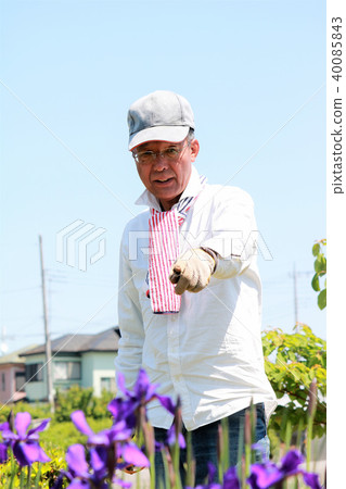 Men pointing a finger in the field 40085843