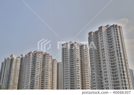 a low angle view of skyscrapers at tai po 40086307