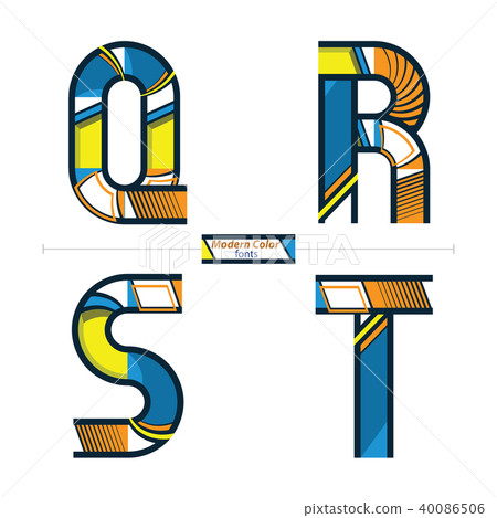 Alphabet modern color style in a set QRST Alphabet modern color style in a set QRST 40086506