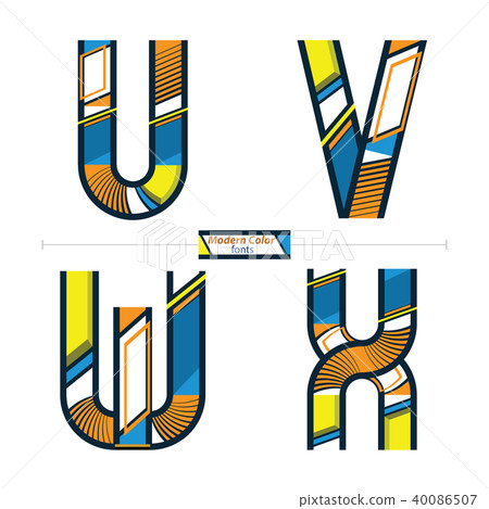 Alphabet modern color style in a set UVWX 40086507