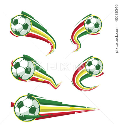 Football yellow green red and soccer symbols set 40086546