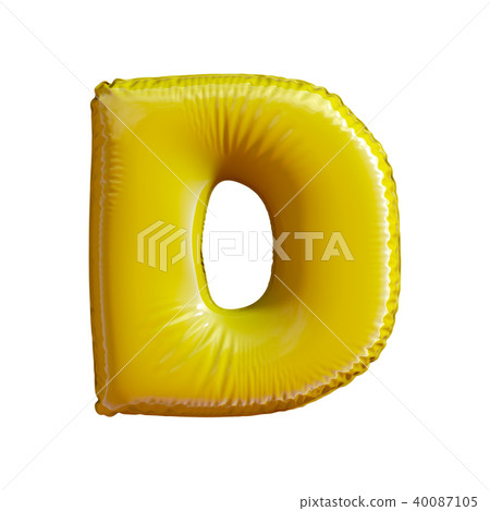 Letter D made of gold balloon. 3d rendering isolated on white background 40087105