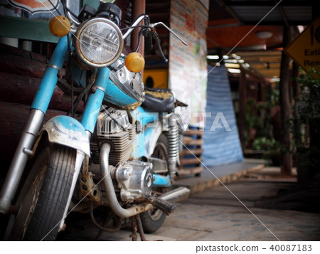 blue colour vintage retro motorcycle front design blue colour vintage retro motorcycle front design 40087183