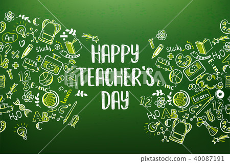 Chalkboard with Happy teachers day Chalkboard with Happy teachers day 40087191