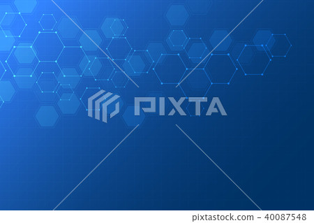 Hexagon background design. Geometric abstract background with molecular structure. Hexagon background design. Geometric abstract background with molecular structure. 40087548