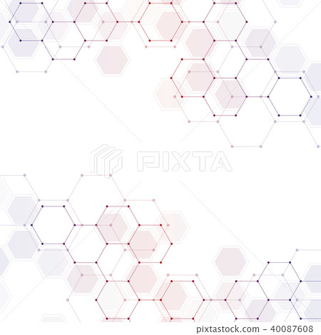Hexagon background design. Geometric abstract background with molecular structure. 40087608