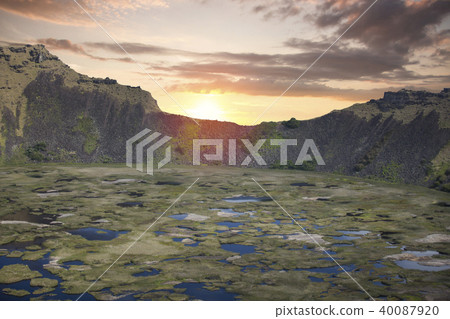 Rano Kau volcano, Easter island Rano Kau volcano, Easter island 40087920
