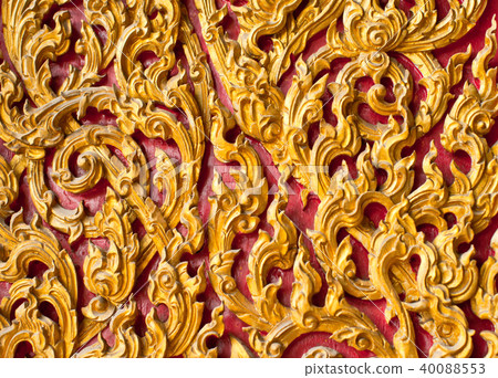 Traditional Thai style art on temple's wall Traditional Thai style art on temple's wall 40088553