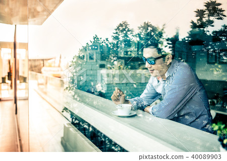 asian man with coffee cup,lifestyle concept asian man with coffee cup,lifestyle concept 40089903