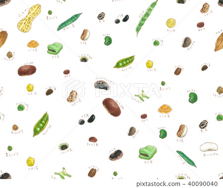 Seamless material Omame Bean pattern Full of beans White 40090040