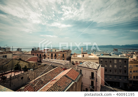 Italy Cagliari city, historical center houses and parks, europe vacations, summer landmarks 40091195
