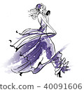 Fashion illustration of a girl in long dress 40091606
