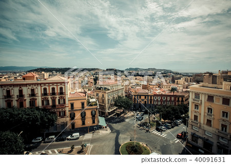 Italy Cagliari city, historical center houses and parks, europe vacations, summer landmarks 40091631