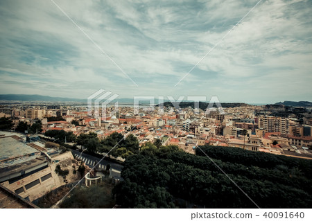 Italy Cagliari city, historical center houses and parks, europe vacations, summer landmarks Italy Cagliari city, historical center houses and parks, europe vacations, summer landmarks 40091640