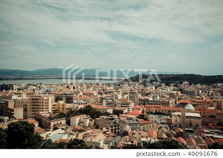Italy Cagliari city, historical center houses and parks, europe vacations, summer landmarks 40091676