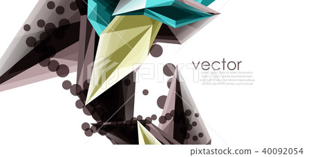 Color glass crystals on white background, geometric abstract composition with glass gemstones and 40092054