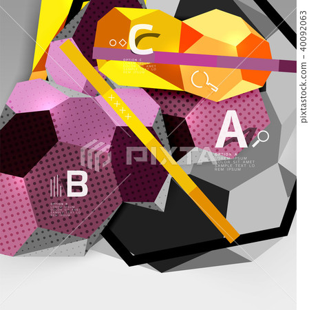 3d hexagon geometric composition, geometric digital abstract background 40092063