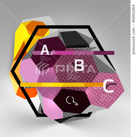 3d hexagon geometric composition, geometric digital abstract background 3d hexagon geometric composition, geometric digital abstract background 40092064