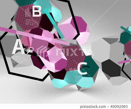 3d hexagon geometric composition, geometric digital abstract background 3d hexagon geometric composition, geometric digital abstract background 40092065