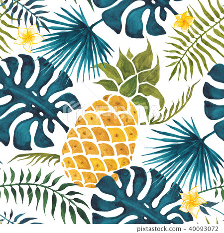 Pineapple background. Watercolor Seamless pattern. 40093072