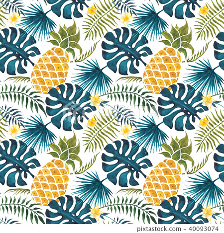 Pineapple background. Watercolor Seamless pattern. 40093074