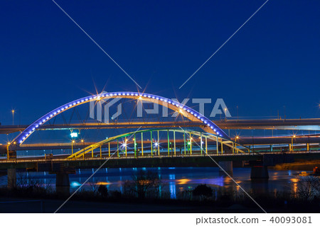 Five color cherry blossoms Ohashi night view Five color cherry blossoms Ohashi night view 40093081