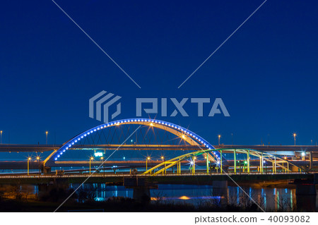 Five color cherry blossoms Ohashi night view 40093082