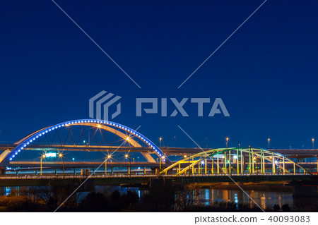 Five color cherry blossoms Ohashi night view 40093083