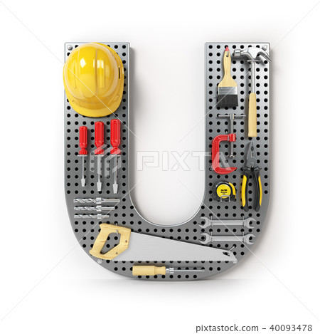 Letter U. Alphabet from the tools on pegboard 40093478