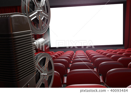 Movie projector and blank cinema screen 40093484