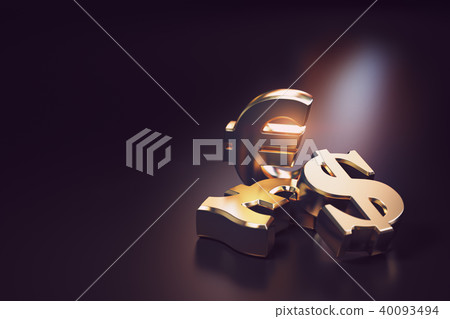 Golden euro, dollar and pound signs.  40093494