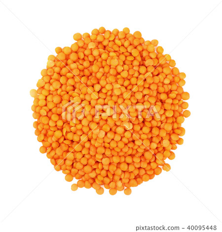 Round shaped orange lentil lens isolated on white Round shaped orange lentil lens isolated on white 40095448