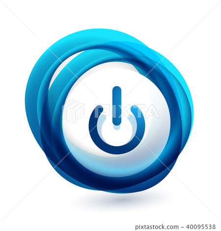 Glass transparent effect power start button, on off icon, vector UI or app symbol design 40095538