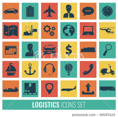 Logistics icons set. Delivery and Transportation. Silhouettes. Vector 40095820
